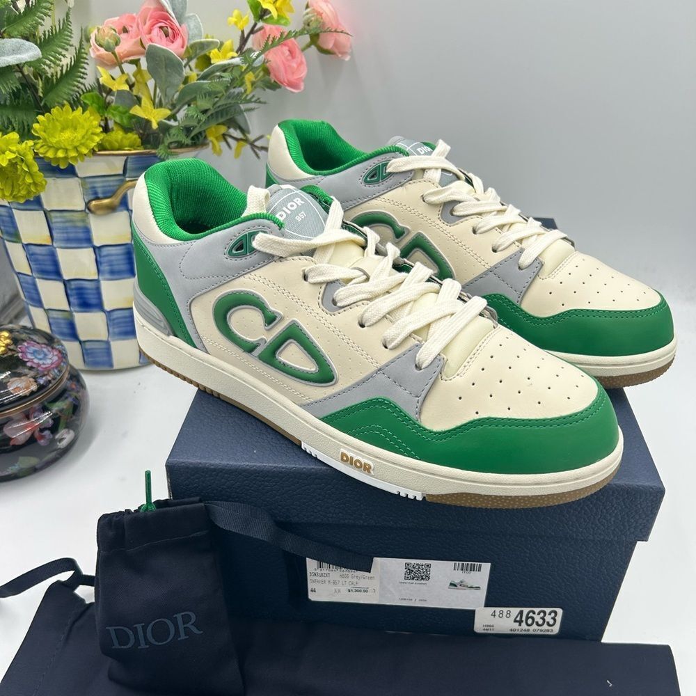 Men's Dior B 57 dribble low top leather sneakers size 44 made in Italy - Picture 2 of 15